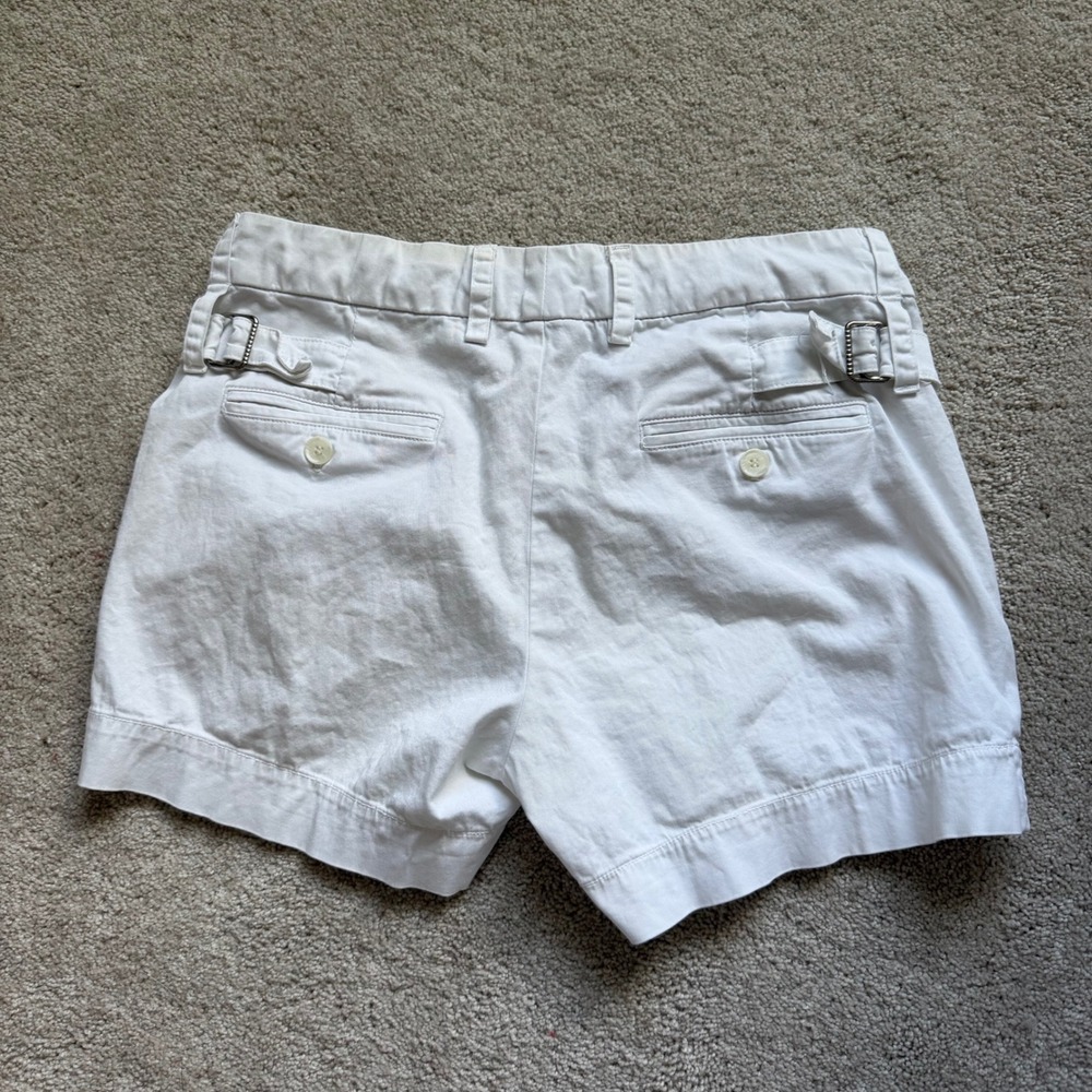 Vince Womens White Cotton Dress Chino Shorts Side Buckle Size 4 - Picture 2 of 6